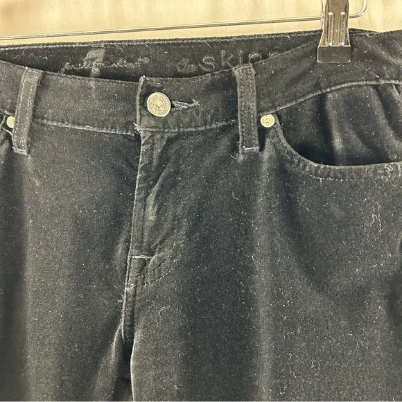 7 For All Mankind Skinny Black Velvet Jeans Size 29 - Picture 4 of 8